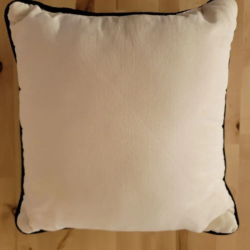 Halloween White Embellished Throw Pillow 14.5 x 14.5 Beaded Witch Hat Pumpkin